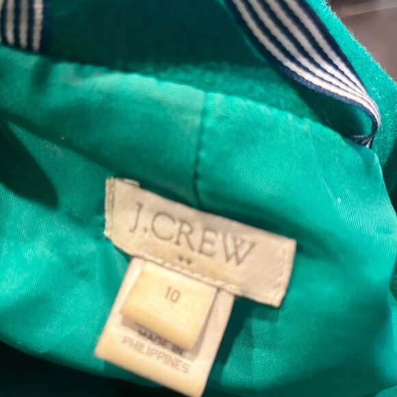 J.Crew Emerald Wool Coat | Funnel Collar Zip Closure | Size 10 - Picture 4 of 5